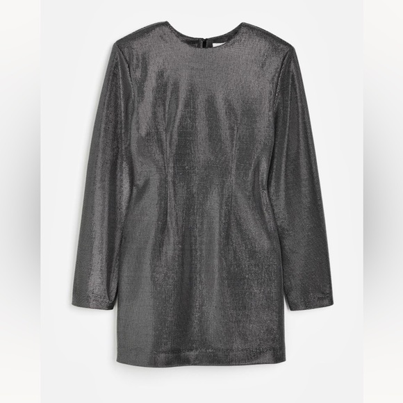 H&M Dresses & Skirts - H&M NWT metallic silver / gray long sleeves mini dress with shoulder pads